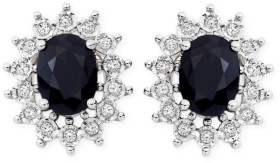 9ct+Gold+Black+Sapphire+%26amp%3B+Diamond+Stud+Earrings