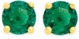 9ct-Gold-Created-Emerald-4mm-Stud-Earrings on sale