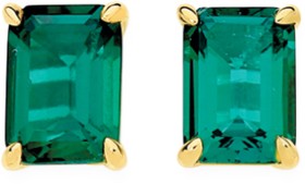 9ct+Gold+Created+Emerald+Stud+Earrings