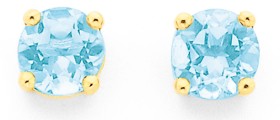 9ct+Gold+Blue+Topaz+Stud+Earrings