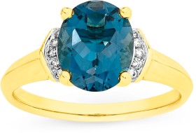 9ct+Gold+London+Blue+Topaz+%26amp%3B+Diamond+Ring