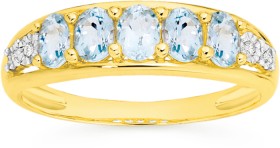 9ct-Gold-Blue-Topaz-Diamond-Ring on sale