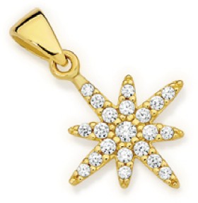 9ct+Gold+Cubic+Zirconia+Star+Pendant