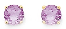 9ct+Gold+Amethyst+Stud+Earrings