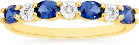 9ct-Gold-Created-Sapphire-Diamond-Ring on sale