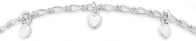 Sterling+Silver+18.5cm+Figaro+Heart+Charm+Bracelet