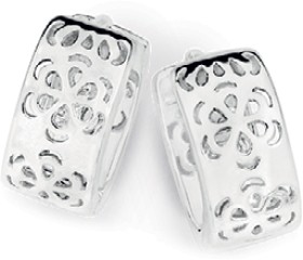 Sterling+Silver+Filigree+Huggie+Earrings