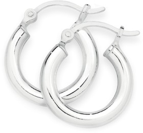 Sterling+Silver+3x12mm+Polished+Tube+Hoops