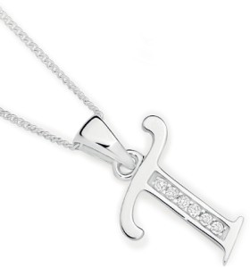 Sterling+Silver+Cubic+Zirconia+Initial+T+Pendant