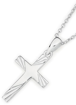 Sterling+Silver+20mm+Diamond+Cut+Ends+Cross+Pendant