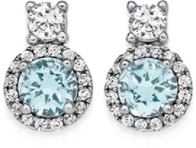 Sterling+Silver+Cubic+Zirconia+Cluster+Earrings