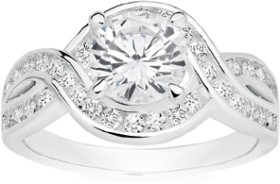 Sterling+Silver+Solitaire+Cubic+Zirconia+Twist+Ring