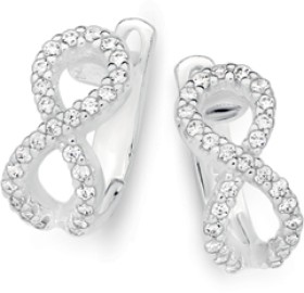 Sterling+Silver+Cubic+Zirconia+Infinity+Hinge+Clip+Studs