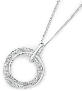 Sterling+Silver+Cubic+Zirconia+Circles+in+Time+Pendant