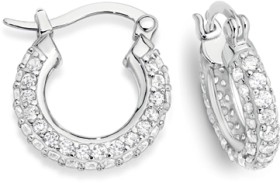 Sterling+Silver+16mm+Cubic+Zirconia+Encrusted+Hoops