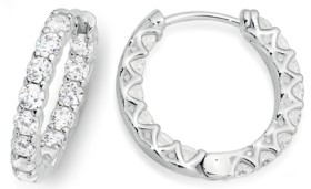 Sterling+Silver+Full+Claw+Set+Inside+%26amp%3B+Out+Cubic+Zirconia+Huggies