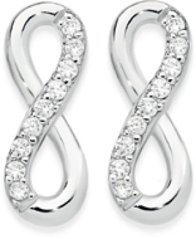 Sterling+Silver+Cubic+Zirconia+%26amp%3B+Polished+Infinity+Studs