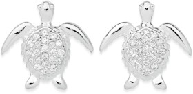 Sterling+Silver+Cubic+Zirconia+Pave+Turtle+Studs