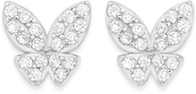 Sterling+Silver+Pave+Cubic+Zirconia+Cluster+Stud+Earrings