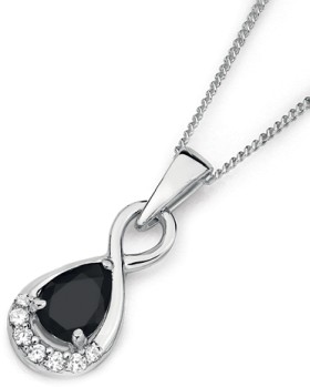 Sterling+Silver+Black+Pear+Cubic+Zirconia+Infinity+Pendant