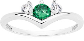 Sterling+Silver+Dark+Green+Cubic+Zirconia+%26amp%3B+Cubic+Zirconia+3+Stones+On+V+Ring