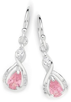 Sterling+Silver+Pear+Pink+Cubic+Zirconia+%26amp%3B+Marquise+Cubic+Zirconia+Drop+Earrings