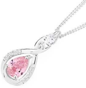 Sterling+Silver+Pear+Pink+Cubic+Zirconia+%26amp%3B+Marquise+Cubic+Zirconia+Pendant