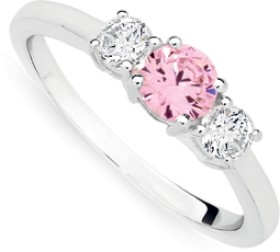 Sterling+Silver+Pink+Cubic+Zirconia+%26amp%3B+Cubic+Zirconia+Trilogy+Ring