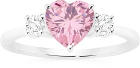 Sterling+Silver+Pink+Cubic+Zirconia+Heart+Ring