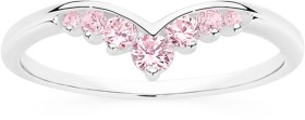 Sterling+Silver+Pink+Cubic+Zirconia+Tiara+Style+V+Ring