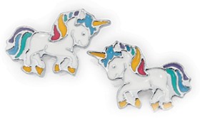 Sterling+Silver+Enamel+Unicorn+Stud+Earrings