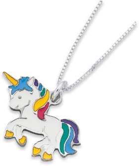 Sterling+Silver+Enamel+Unicorn+Pendant