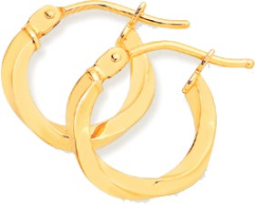 9ct+Gold+1.5x8mm+Twist+Hoop+Earrings