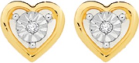 9ct+Gold+Diamond+Open+Heart+Stud+Earrings