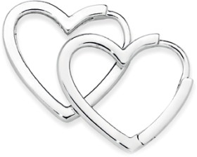 Sterling+Silver+Polished+Heart+Huggies