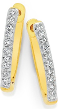 9ct+Gold+Diamond+Hoop+Earrings