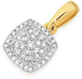 9ct+Gold+Diamond+Cushion+Pendant