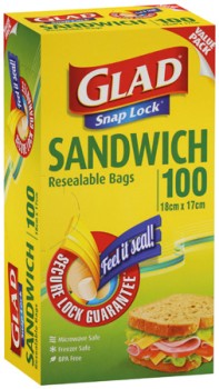 Glad-Snap-Lock-Resealable-Sandwich-Bags-100-Pack on sale