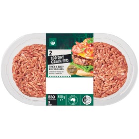 NEW+Woolworths+Australian+100+Day+Grain+Fed+Beef+Burgers+300g+Pk+2