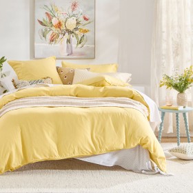 Washed-Linen-Look-Yellow-Quilt-Cover-Set-by-Essentials on sale