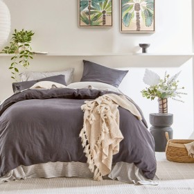 Washed+Linen+Charcoal+Quilt+Cover+Set+by+M.U.S.E.