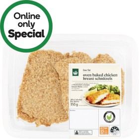 Woolworths+RSPCA+Approved+Oven+Baked+Chicken+Breast+Schnitzel+Varieties+350g