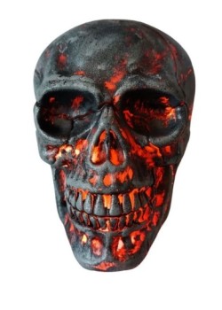 NEW+Skull+with+Flame+Lights+20cm+Ea