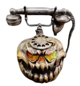 NEW+Telephone+Skull+Pumpkin+Animated+28cm+Ea