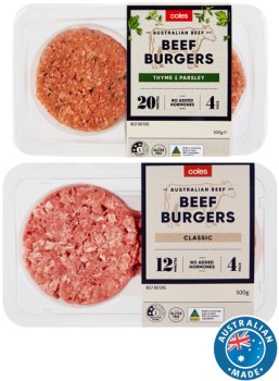 Coles+Classic+Burgers+400g-500g