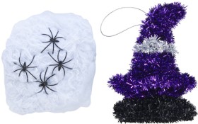 Halloween+Spiders+in+Web+or+Small+Tinsel+Decorations