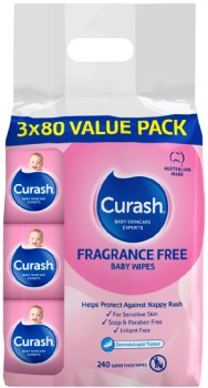 Curash+Fragrance+Free+Sensitive+Baby+Wipes+240+Pack