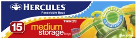 Hercules+TwinZip+Resealable+Medium+Storage+Bags+15+Pack