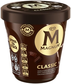 Streets-Magnum-Ice-Cream-Tub-440mL-or-Sticks-4-Pack-Selected-Varieties on sale