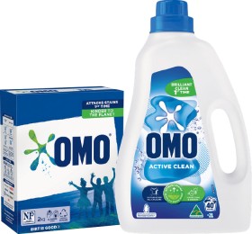 OMO+Laundry+Liquid+2+Litre+or+Powder+2kg+Selected+Varieties